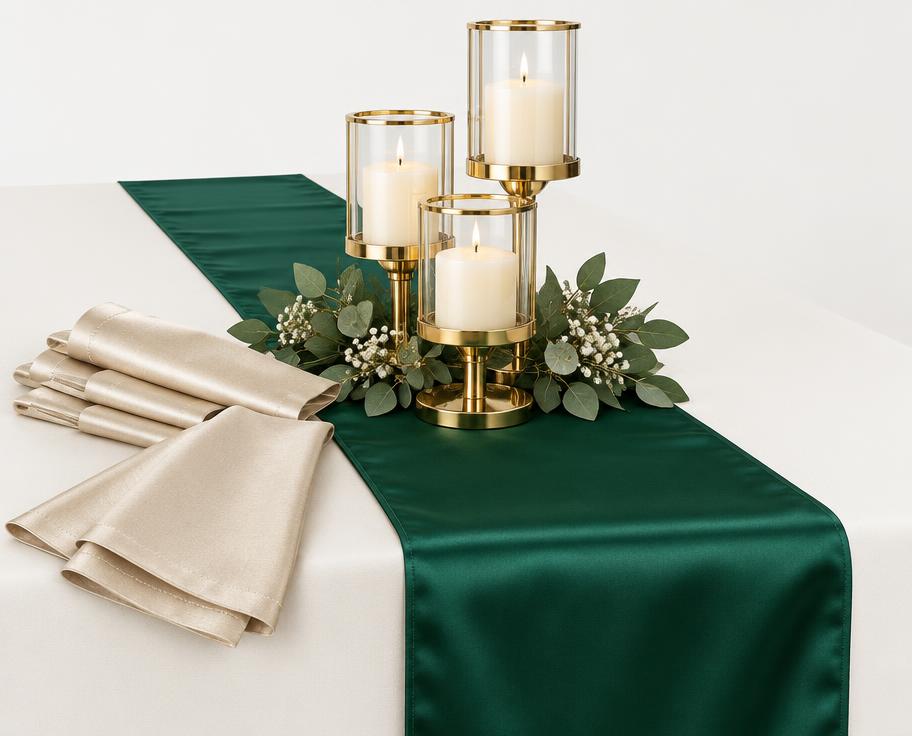 Satin Table Runner – Emerald